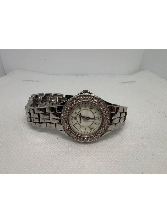 Armitron Accessories - Armitron 75/5332SV Women Silver-Tone Pink & White Crystal Dial Dress Watch
